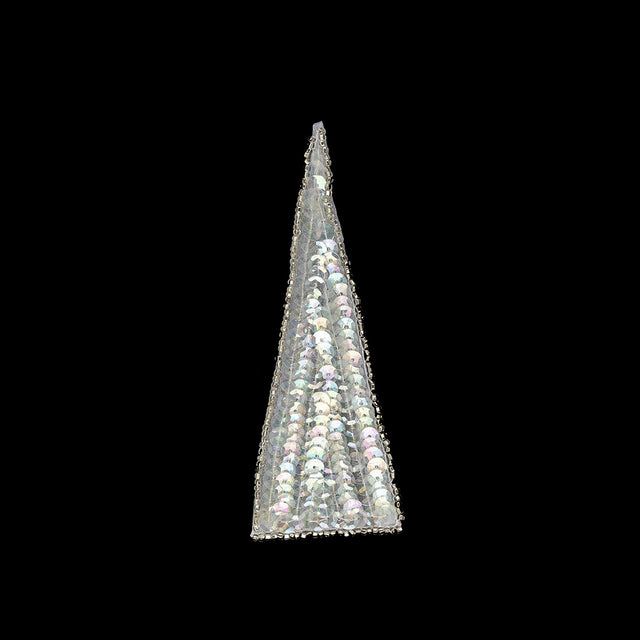 Vintage Crystal Iris Sequins and Silver-Lined Beads Triangle Applique - 4.875" x 1.875"
