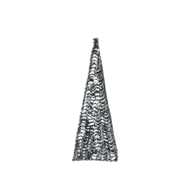 Vintage Gunmetal Sequins and Beads Triangle Applique - 4.875" x 1.875"