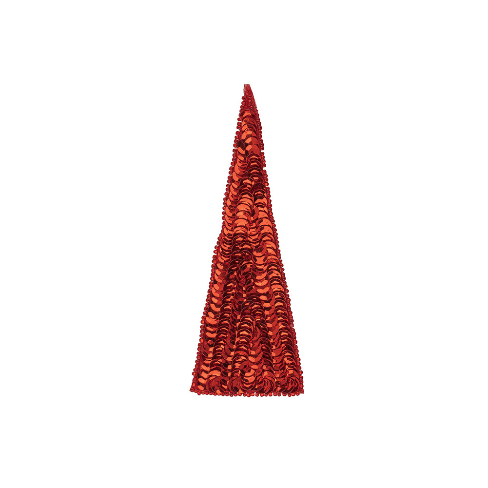 Vintage Ruby Red Sequins and Beads Triangle Applique - 4.875" x 1.875"