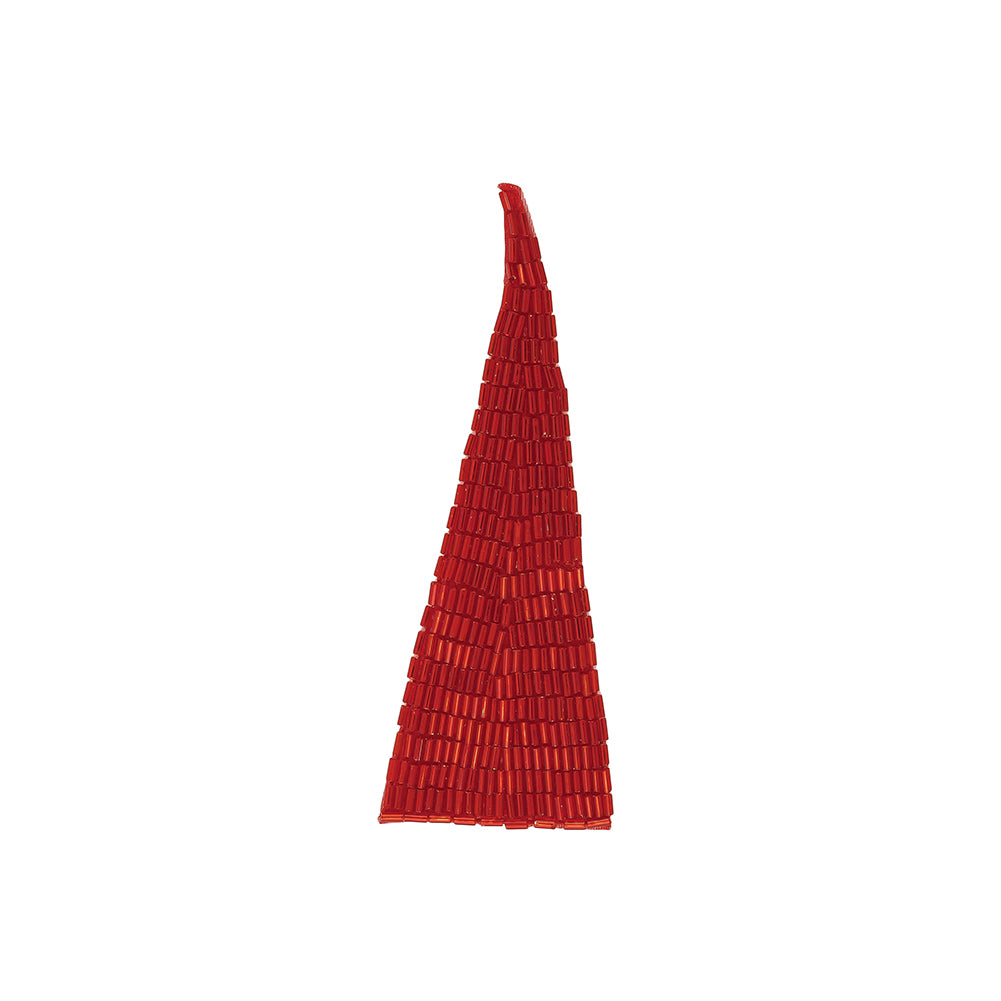 Vintage Space Cherry Bugle Beaded Triangle Applique - 5" x 1.875"