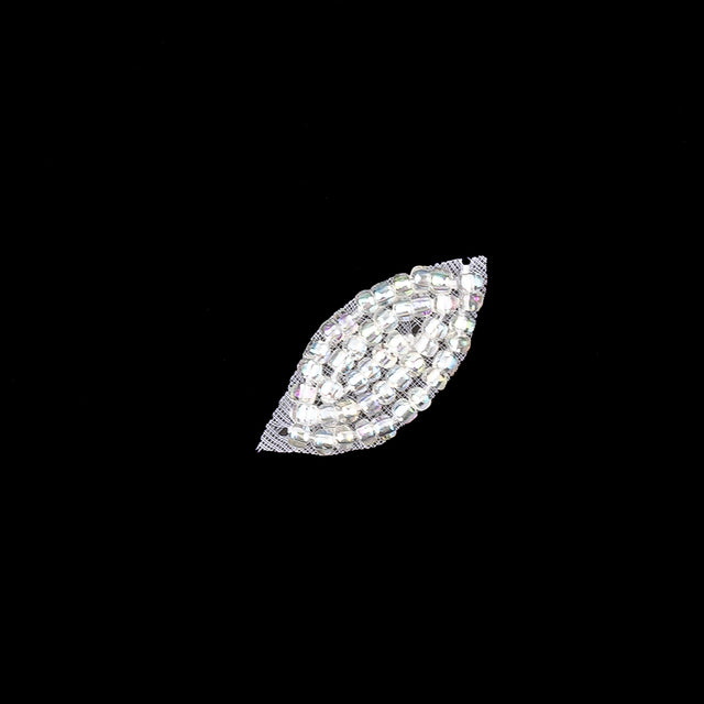 Vintage Pastel Iridescent Beaded Tiny Leaf Applique - 0.875" x 0.3125"