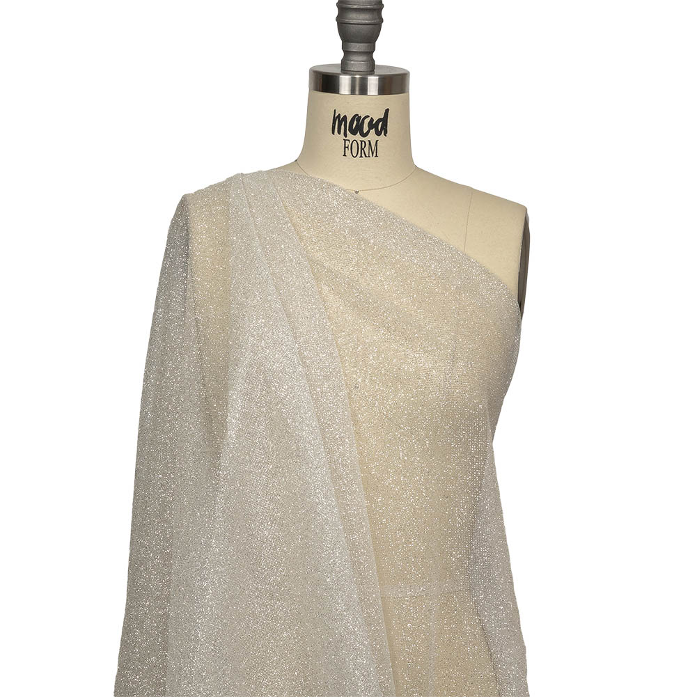 Tulle with Metallic Platinum Glitter - Optic White - Platina Collection Drape