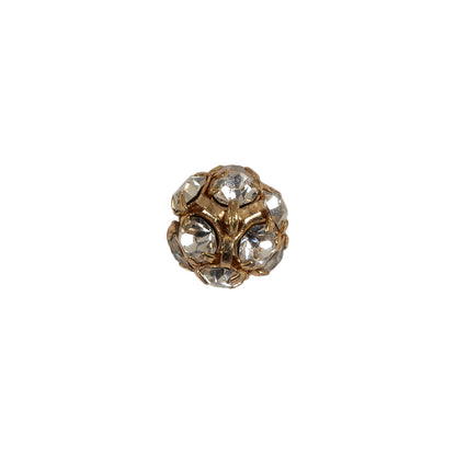 Vintage Crystal Rhinestones and Gold Metal Shank Back Ball Button - 17L/10.5mm Detail