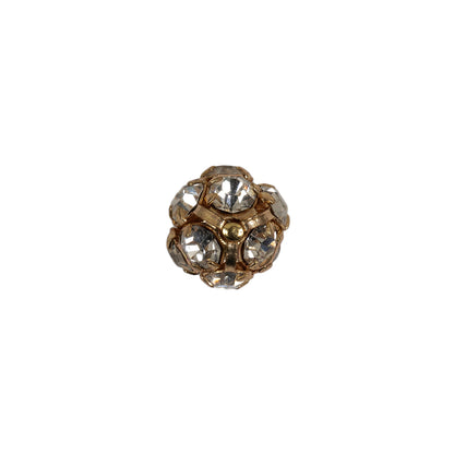 Vintage Crystal Rhinestones and Gold Metal Shank Back Ball Button - 17L/10.5mm