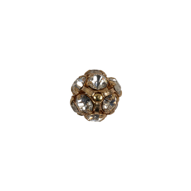 Vintage Crystal Rhinestones and Gold Metal Shank Back Ball Button - 17L/10.5mm