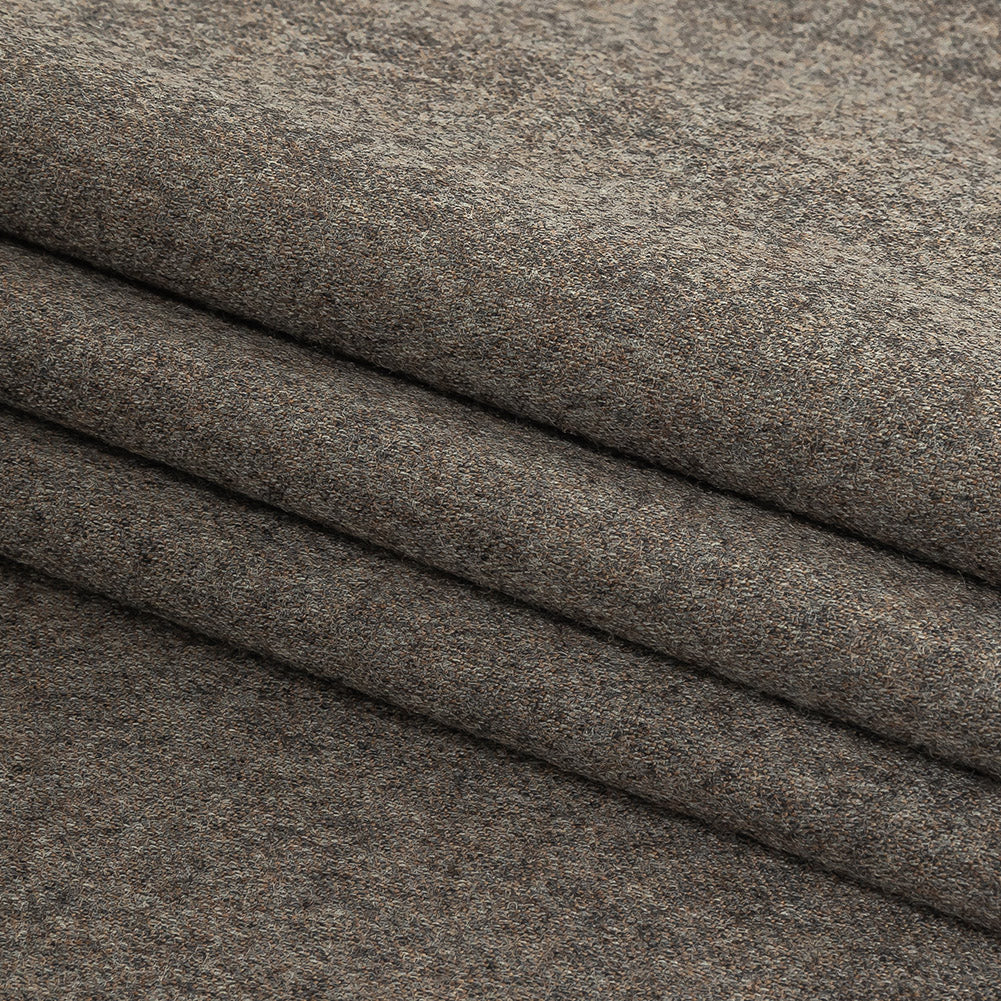 Italian Heathered Greige Super 110 Flannel Wool Suiting Folded