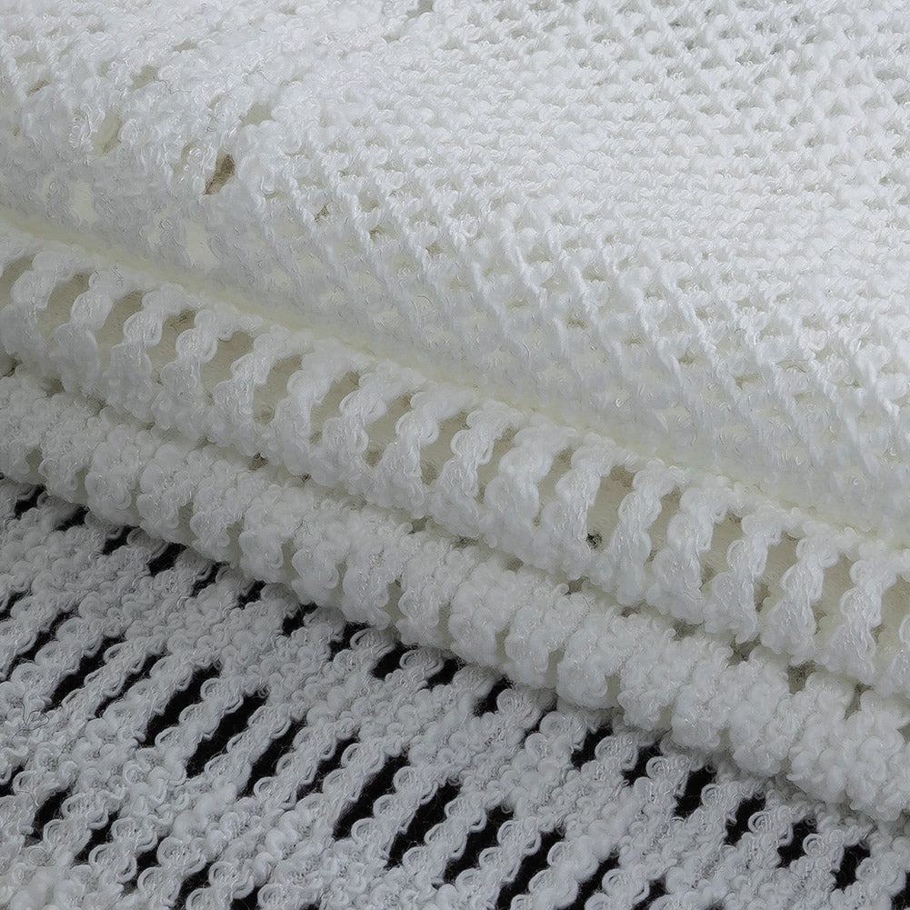 Italian Optic White Squares Stretch Crochet Lace Folded