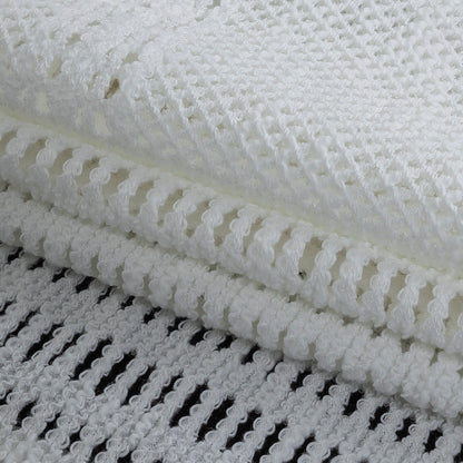 Italian Optic White Squares Stretch Crochet Lace Folded