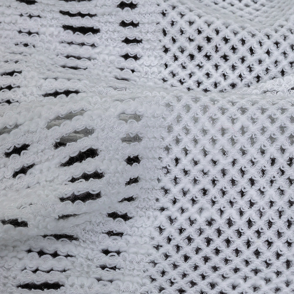 Italian Optic White Squares Stretch Crochet Lace Detail