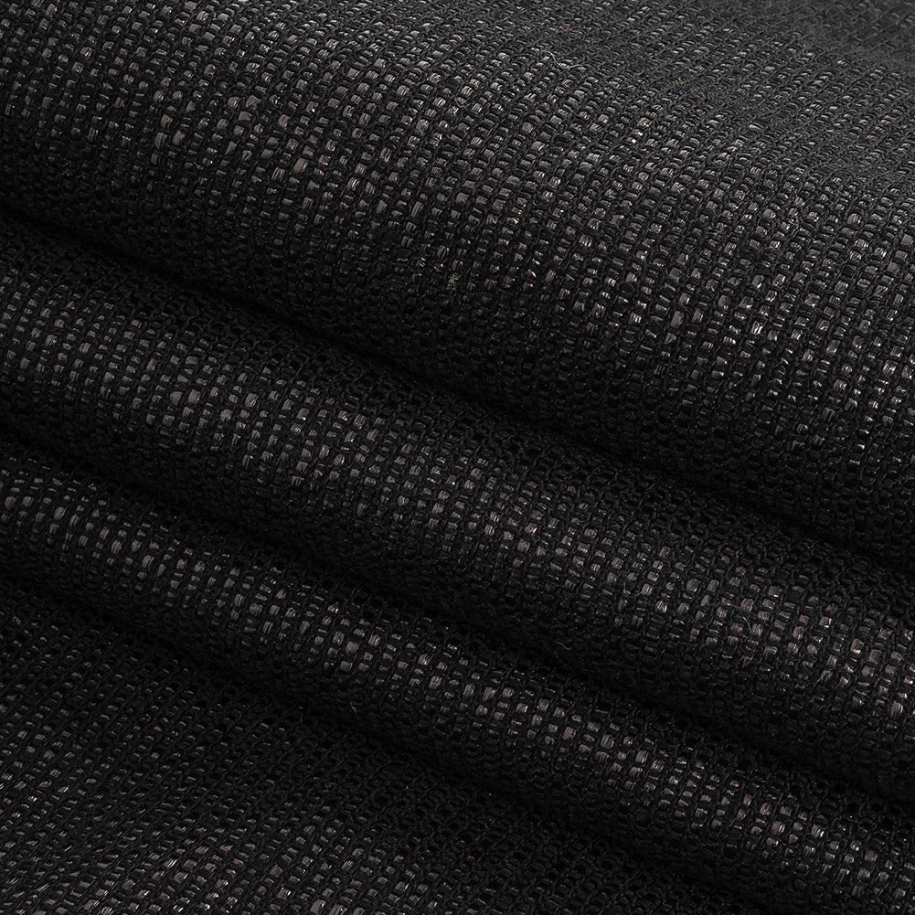Italian Black on Black Striped Blended Cotton Woven Folded