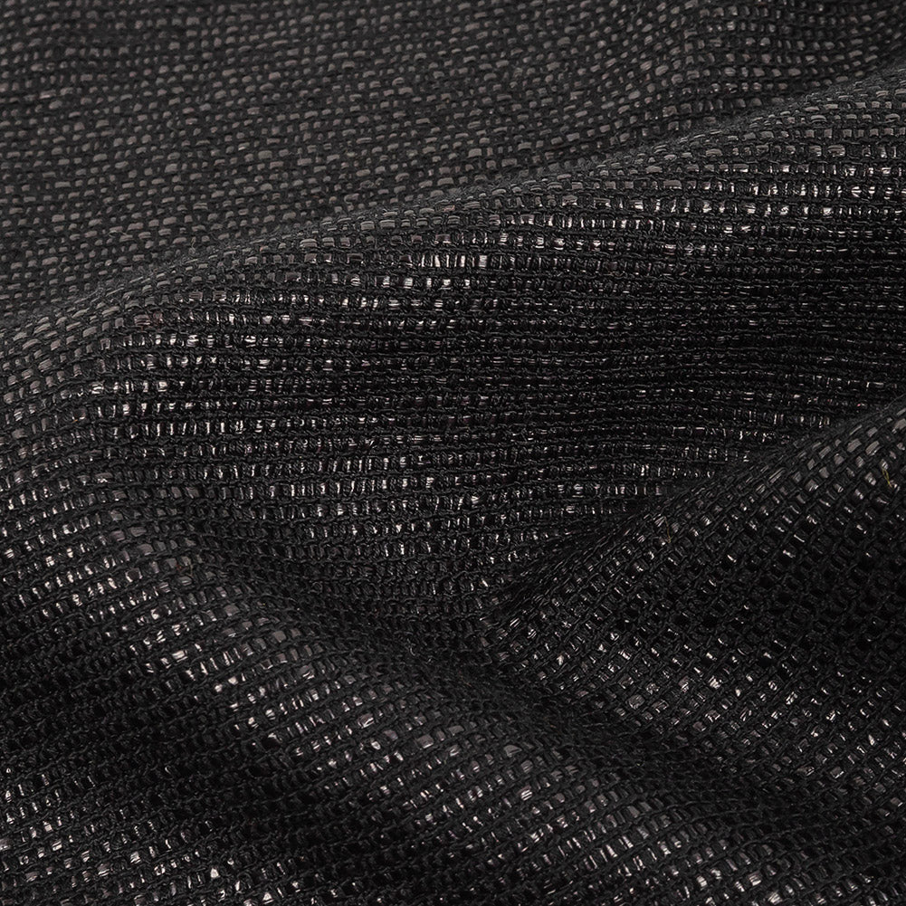 Italian Black on Black Striped Blended Cotton Woven Detail