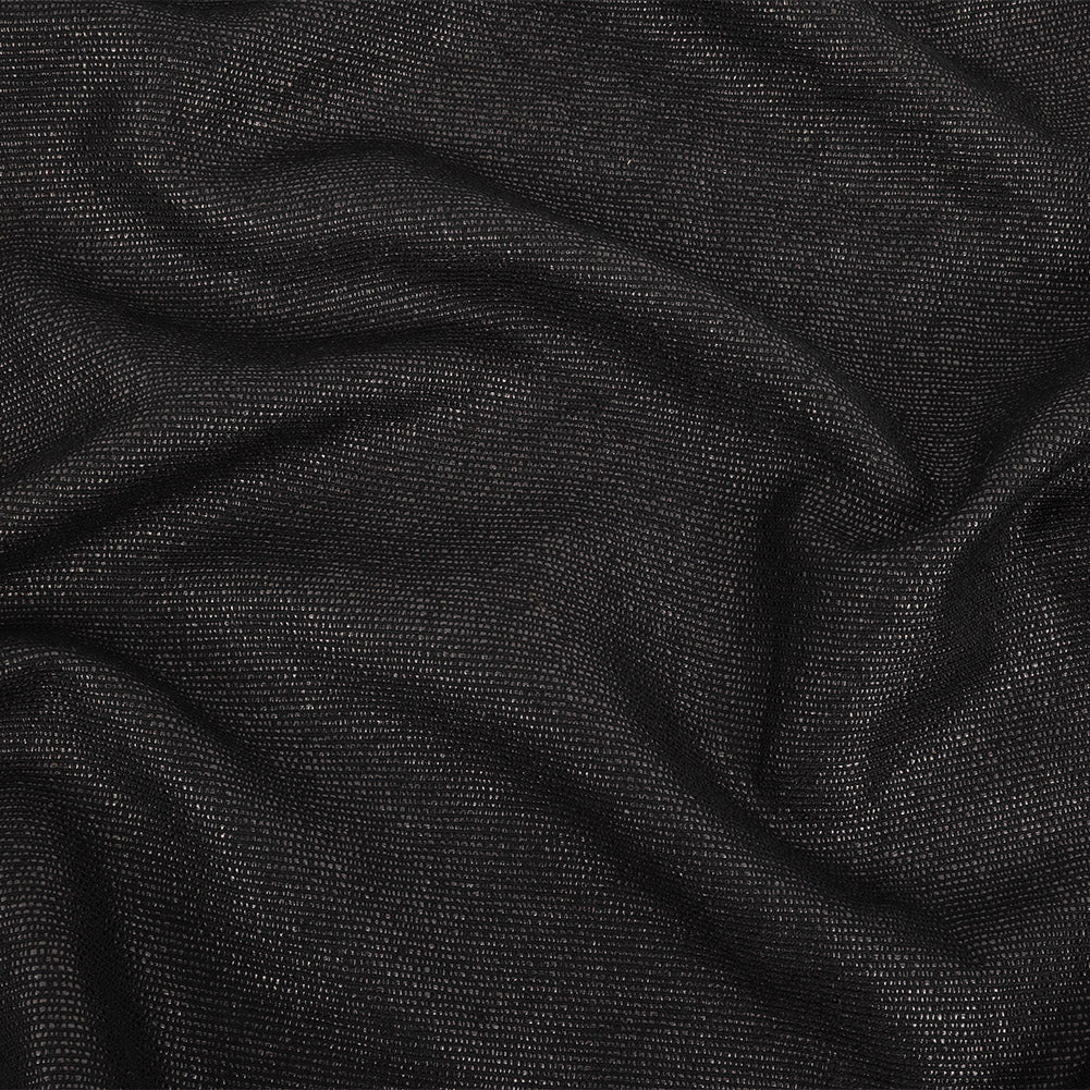 Italian Black on Black Striped Blended Cotton Woven
