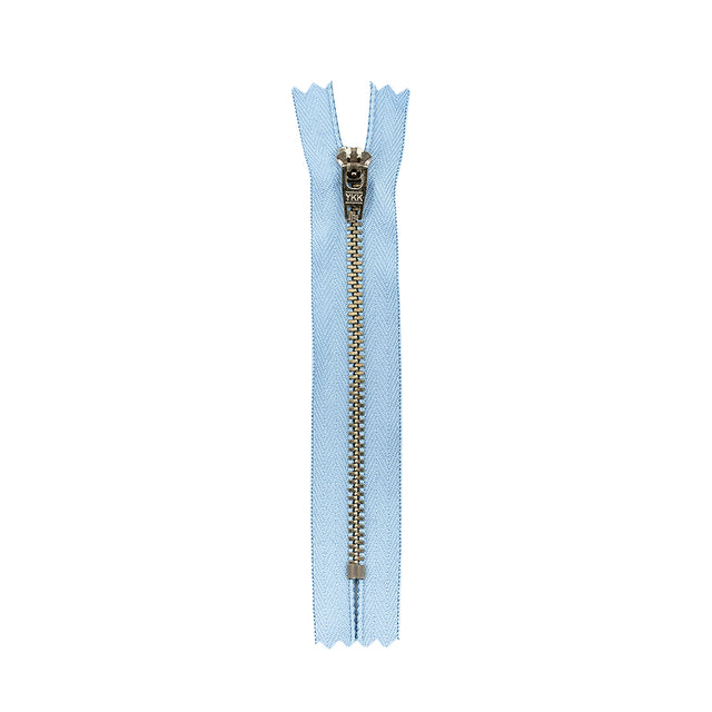 YKK Blue Metal Closed Bottom Zipper with Silver Teeth - 5"
