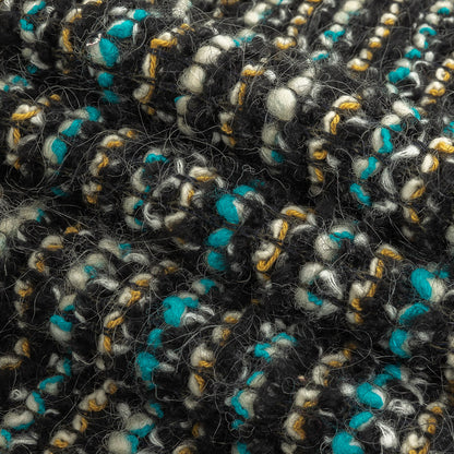 Navy, Aqua and Yellow Striped Chunky Wool Knit Folded