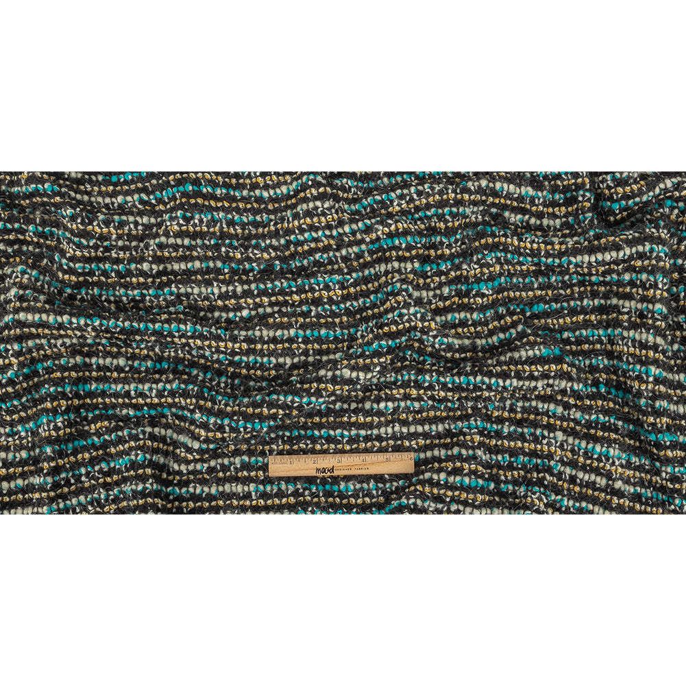 Navy, Aqua and Yellow Striped Chunky Wool Knit Full