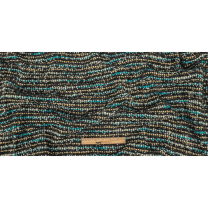 Navy, Aqua and Yellow Striped Chunky Wool Knit Full
