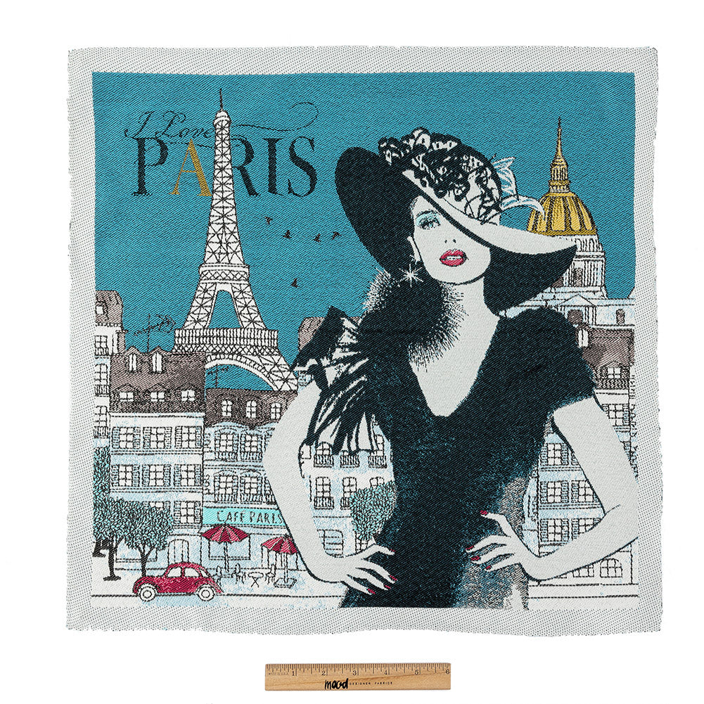 French Blue I Love Paris Oversized Square Patch - 18.875" Full