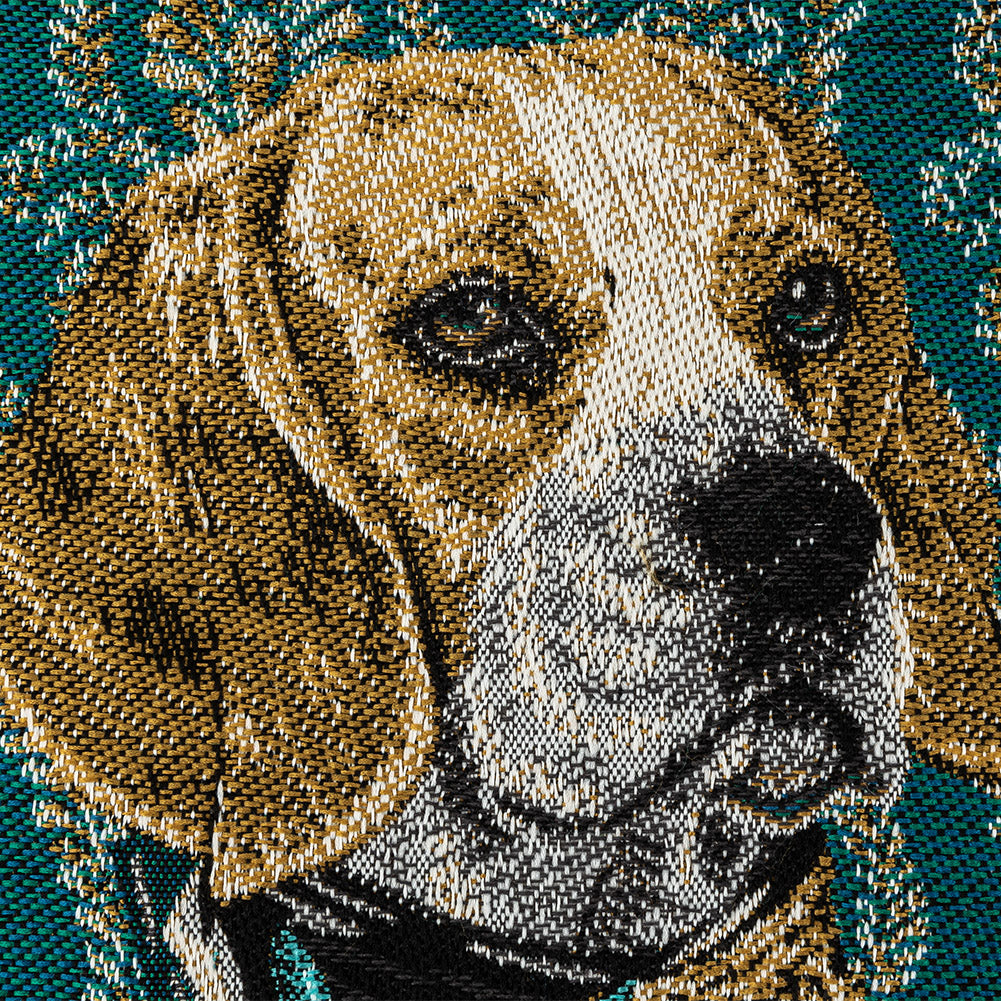 French Teal Woof Marshal Cotton Blend Oversized Square Patch - 18.875" Detail
