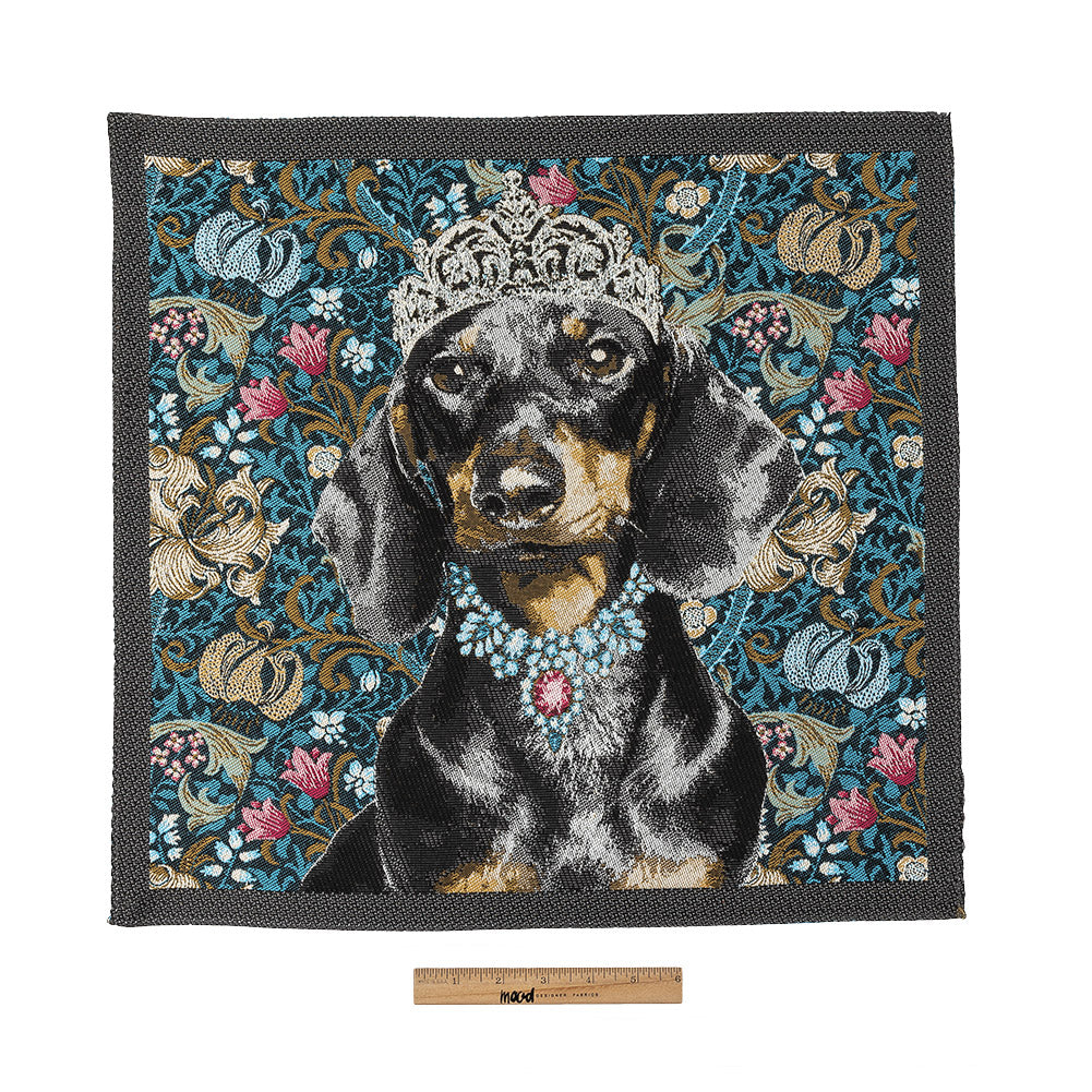 French Blue Crowned Dachshund Oversized Square Patch - 18.875" Full