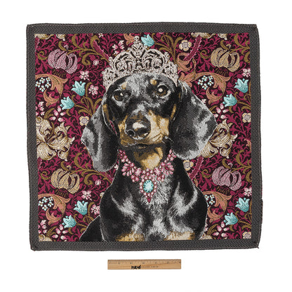 French Fuchsia Crowned Dachshund Oversized Square Patch - 18.875" Full