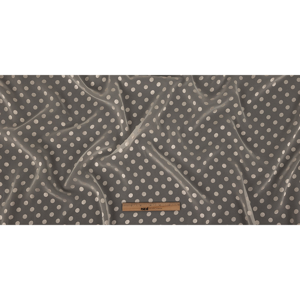 Famous Australian Designer Dew Polyester Chiffon with Satin Burnout Polka Dots Full