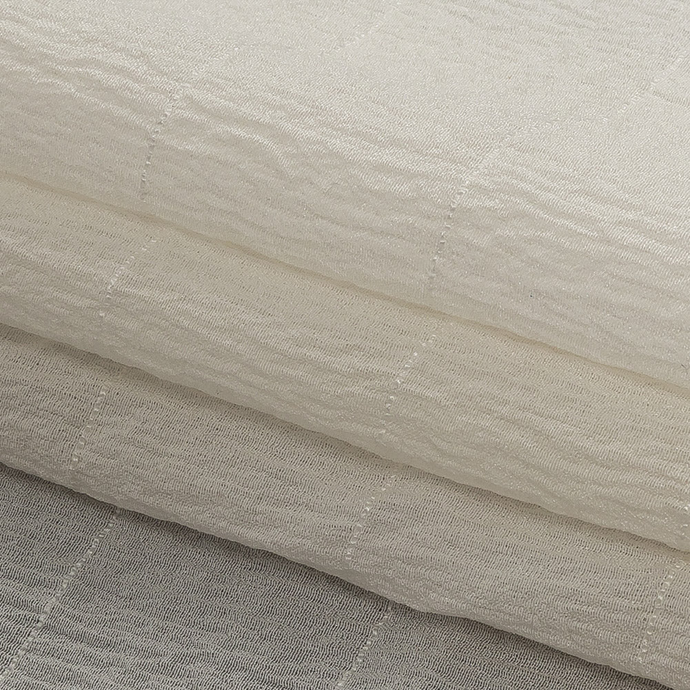 Famous Australian Designer Sugar Swizzle Crinkled Silk Crepe with Tonal Woven Stripes Folded