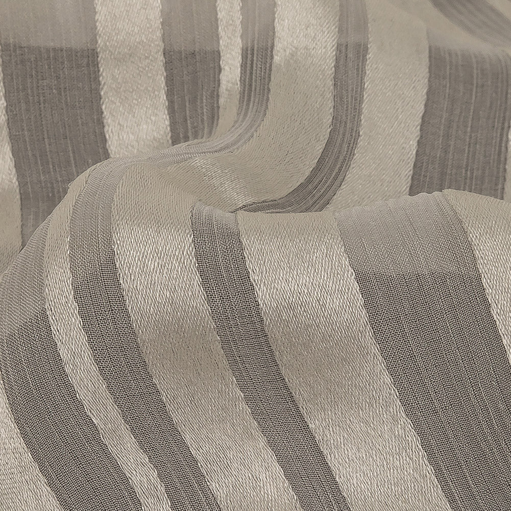 Famous Australian Designer Vanilla Ice Crinkled Silk Chiffon with Satin Stripes Detail