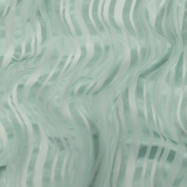 Famous Australian Designer Seafoam Crinkled Silk Chiffon with Satin Stripes