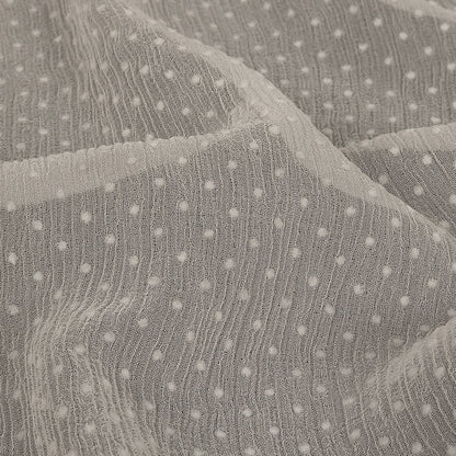 Famous Australian Designer Marshmallow Flocked Polka Dots Silk and Rayon Crinkled Chiffon Detail
