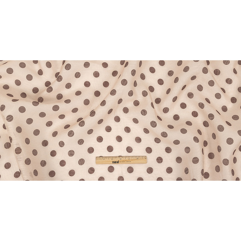 Famous Australian Designer Nude and Cocoa Polka Dotted Linen and Silk Organza Folded