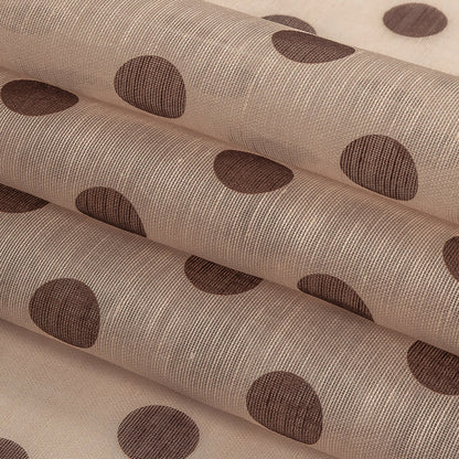 Famous Australian Designer Nude and Cocoa Polka Dotted Linen and Silk Organza Detail