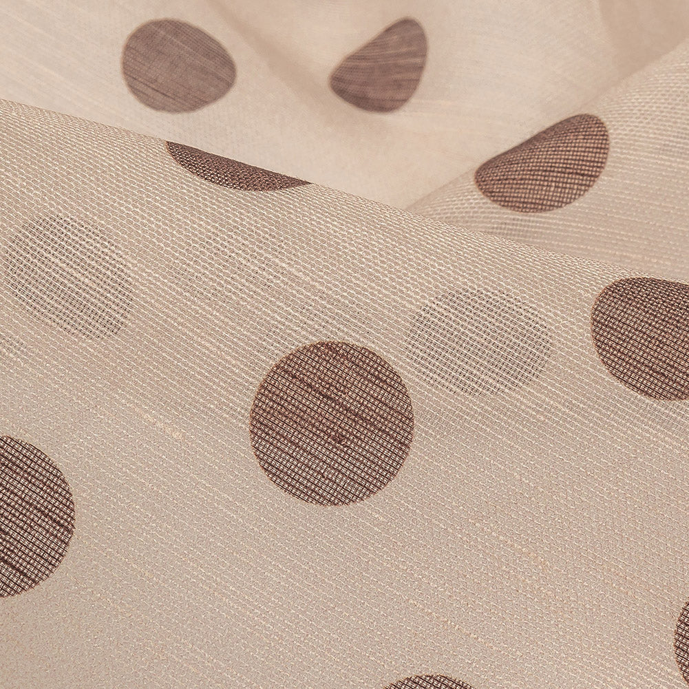 Famous Australian Designer Nude and Cocoa Polka Dotted Linen and Silk Organza Full