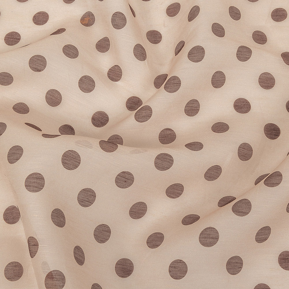 Famous Australian Designer Nude and Cocoa Polka Dotted Linen and Silk Organza