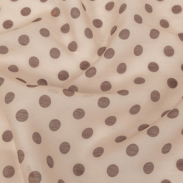 Famous Australian Designer Nude and Cocoa Polka Dotted Linen and Silk Organza