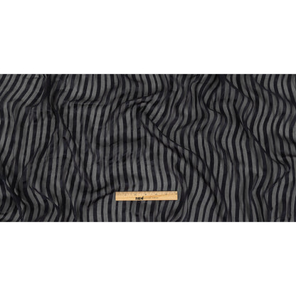 Famous Australian Designer French Navy Crinkled Silk Chiffon with Twill Stripes Full