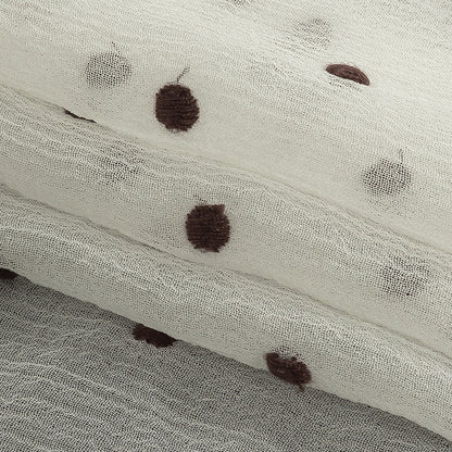 Famous Australian Designer Coconut Milk and Chocolate Embroidered Dots Crinkled Silk Georgette Folded