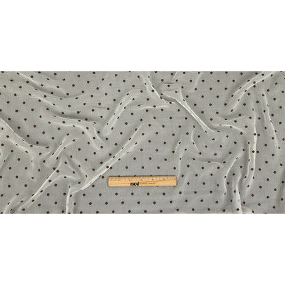 Famous Australian Designer Coconut Milk and Chocolate Embroidered Dots Crinkled Silk Georgette Full