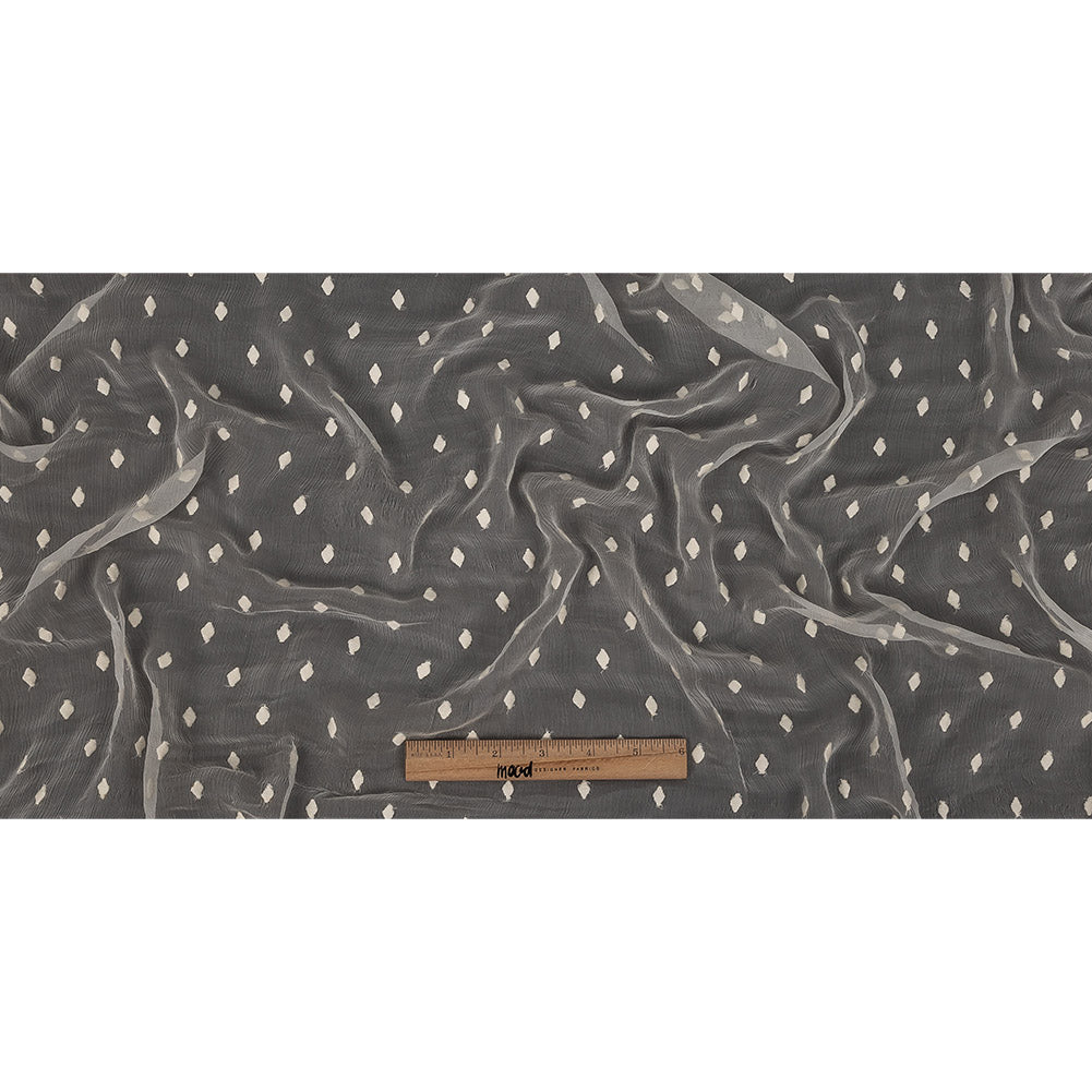 Famous Australian Designer Pristine Embroidered Diamonds Crinkled Silk Chiffon Full