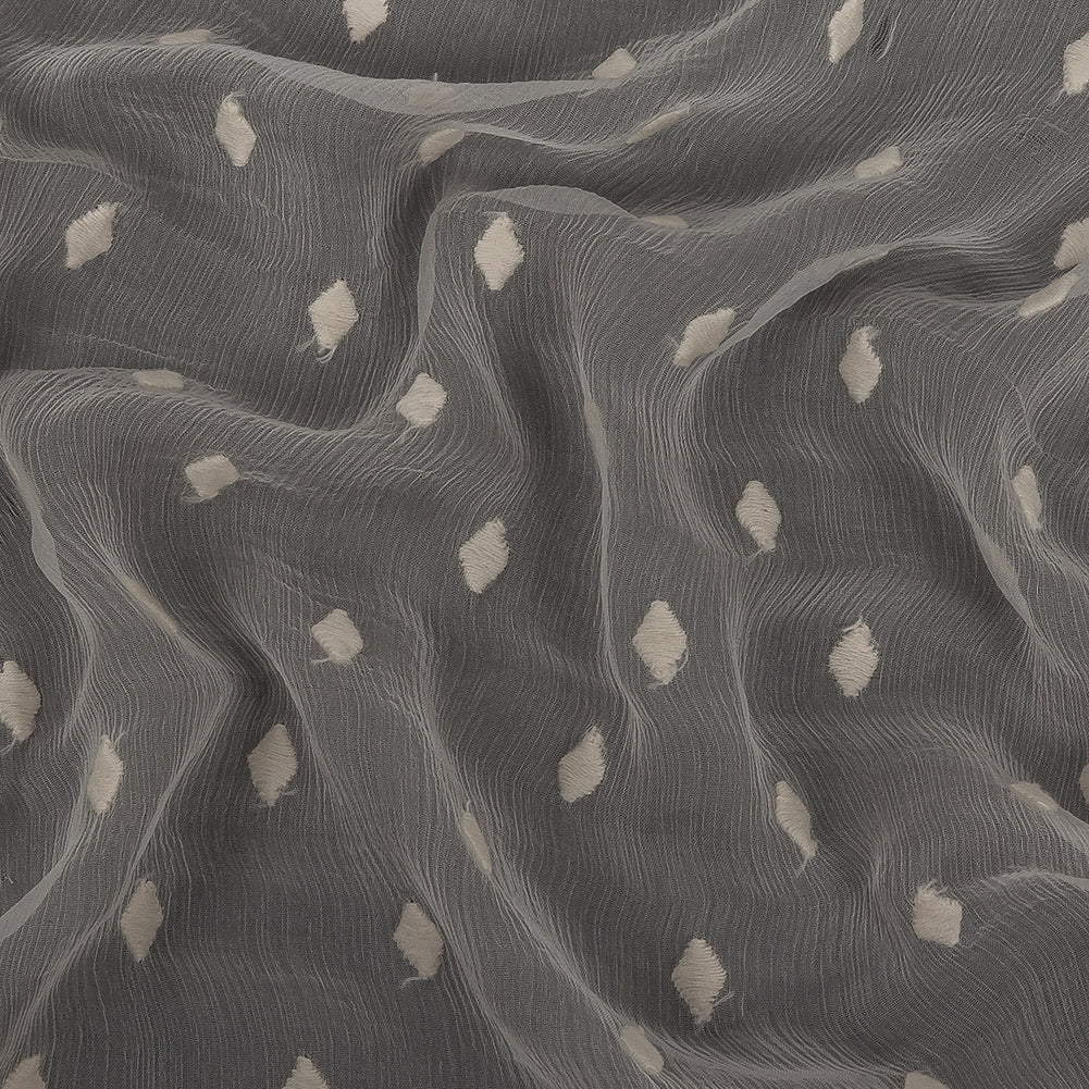 Famous Australian Designer Pristine Embroidered Diamonds Crinkled Silk Chiffon