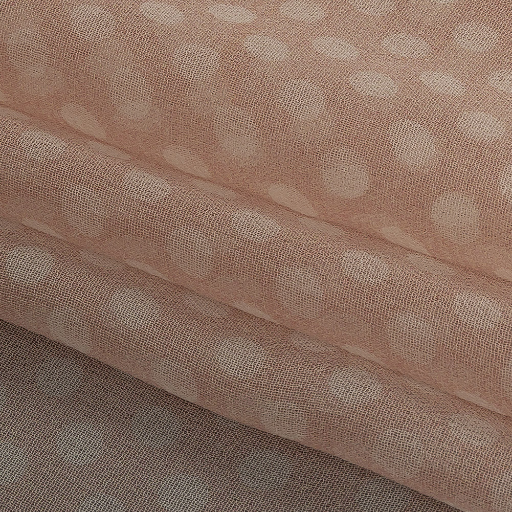 Famous Australian Designer Peach and Ivory Polka Dotted Silk Georgette Folded