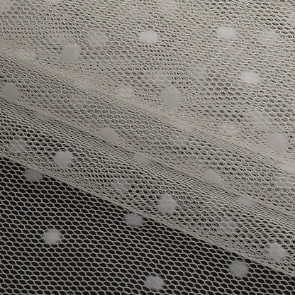 Famous Australian Designer Cream Flocked Dots Polyester Mesh Folded