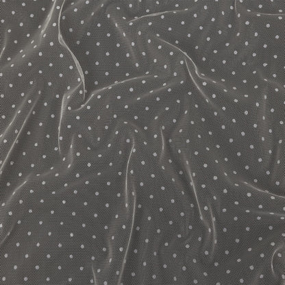 Famous Australian Designer Cream Flocked Dots Polyester Mesh