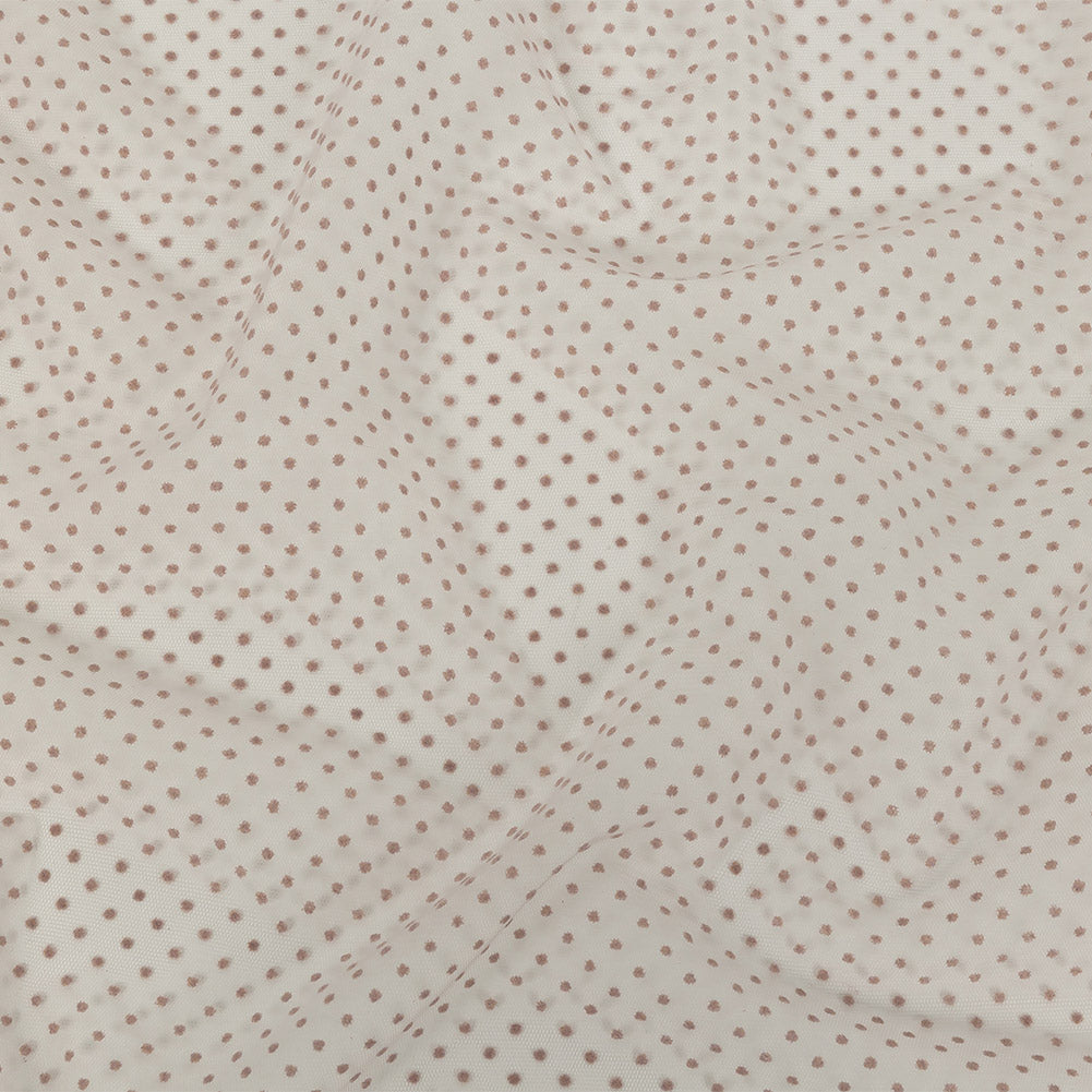 Famous Australian Designer Rustic Lilac Flocked Dots Polyester Mesh