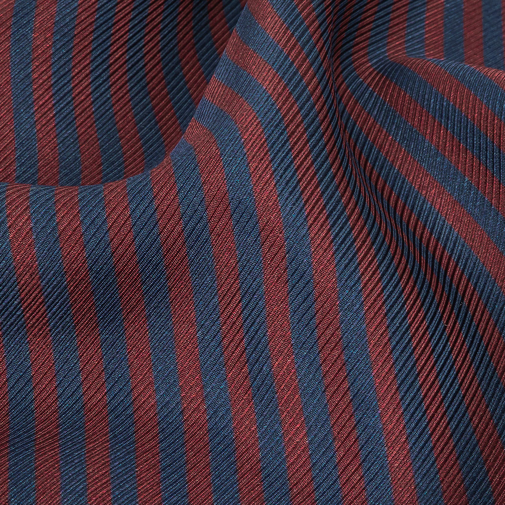 Famous Australian Designer Moonlit Ocean and Chocolate Truffle Candy Striped Viscose and Silk Twill Detail