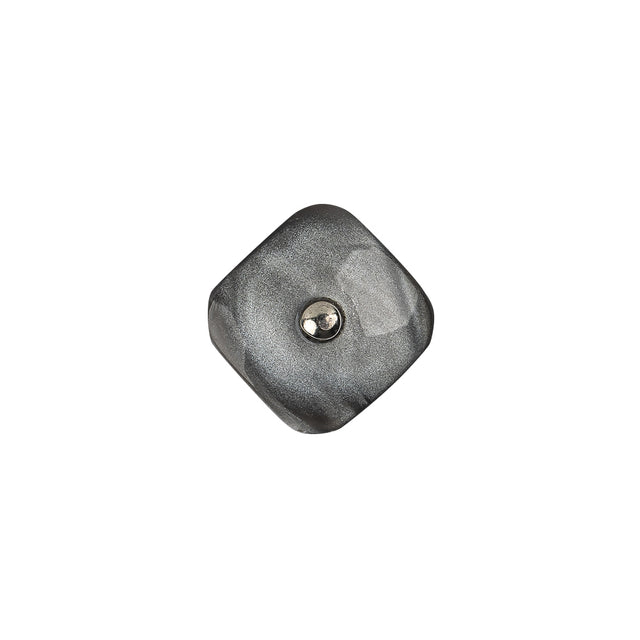 Italian Smoky Beige Haze Plastic and Silver Metal Shank Back Button - 20L/12.5mm