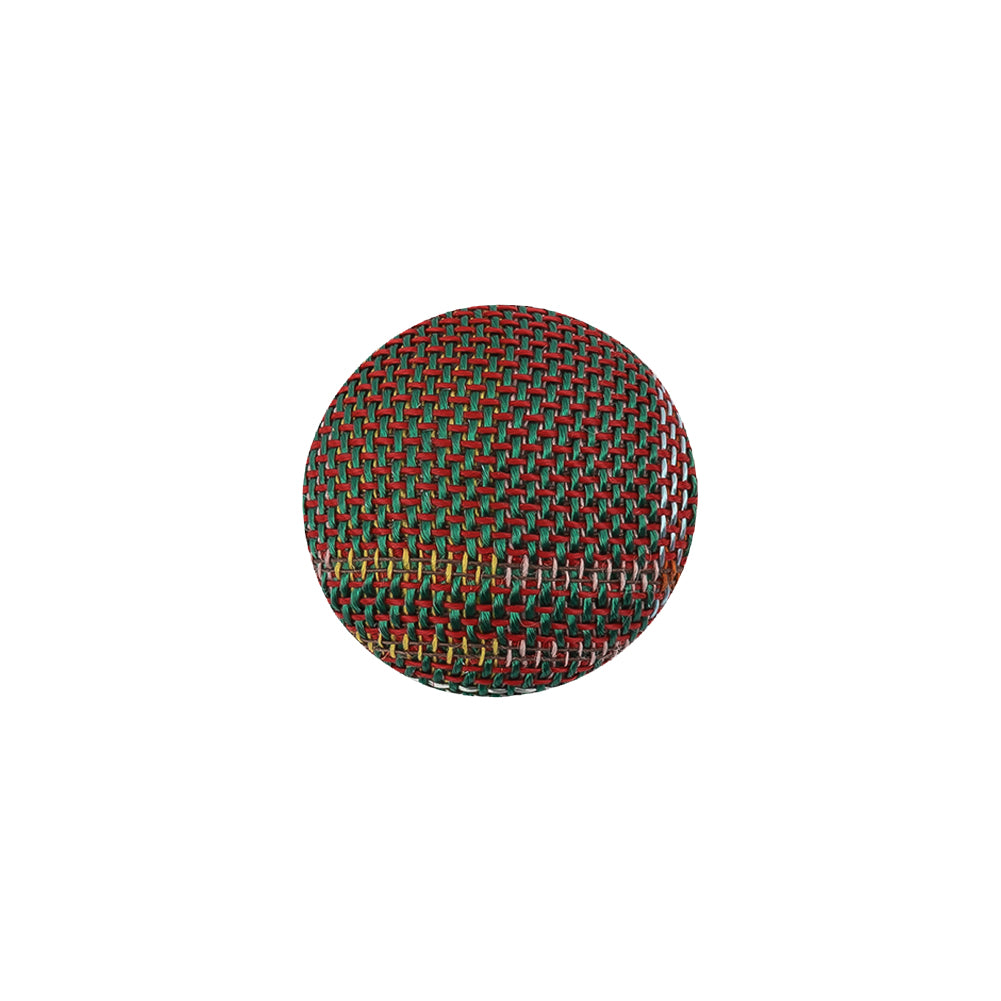 Red, Blue and Yellow Checks Dobby Fabric Covered Domed Cotton and Metal Sew On Button - 24L/15mm