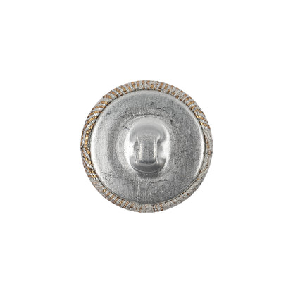 Golden Egg Lurex, Rainy Day and White Abstract Brocade Fabric Covered Shank Back Button - 30L/19mm Detail
