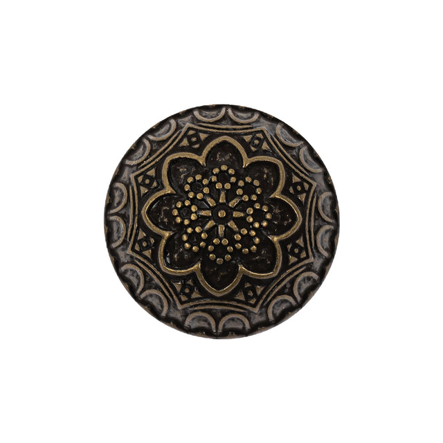 Bronze Floral Classical Dome Shaped Metal Coat Button - 36L/23mm