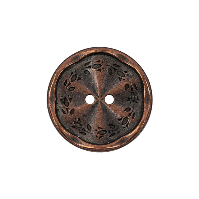Italian Copper Floral Metal Button - 36L/23mm