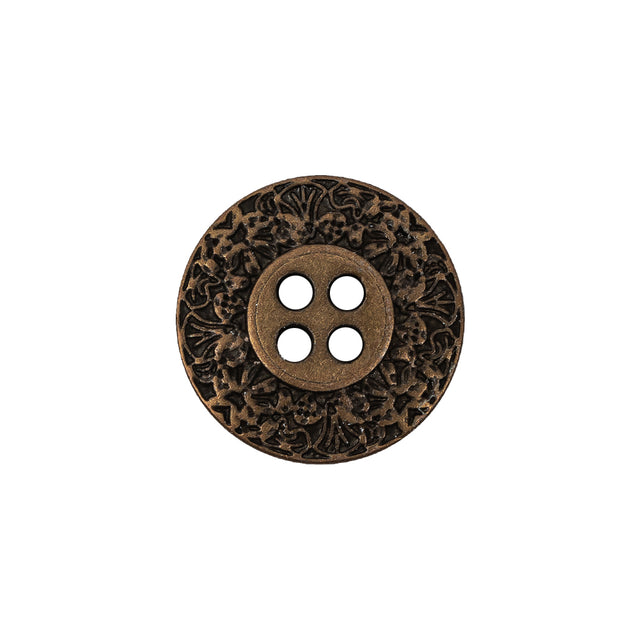 Italian Bronze Floral Metal Button - 30L/19mm